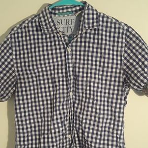 Scotch and soda blue plaid men's shirt.